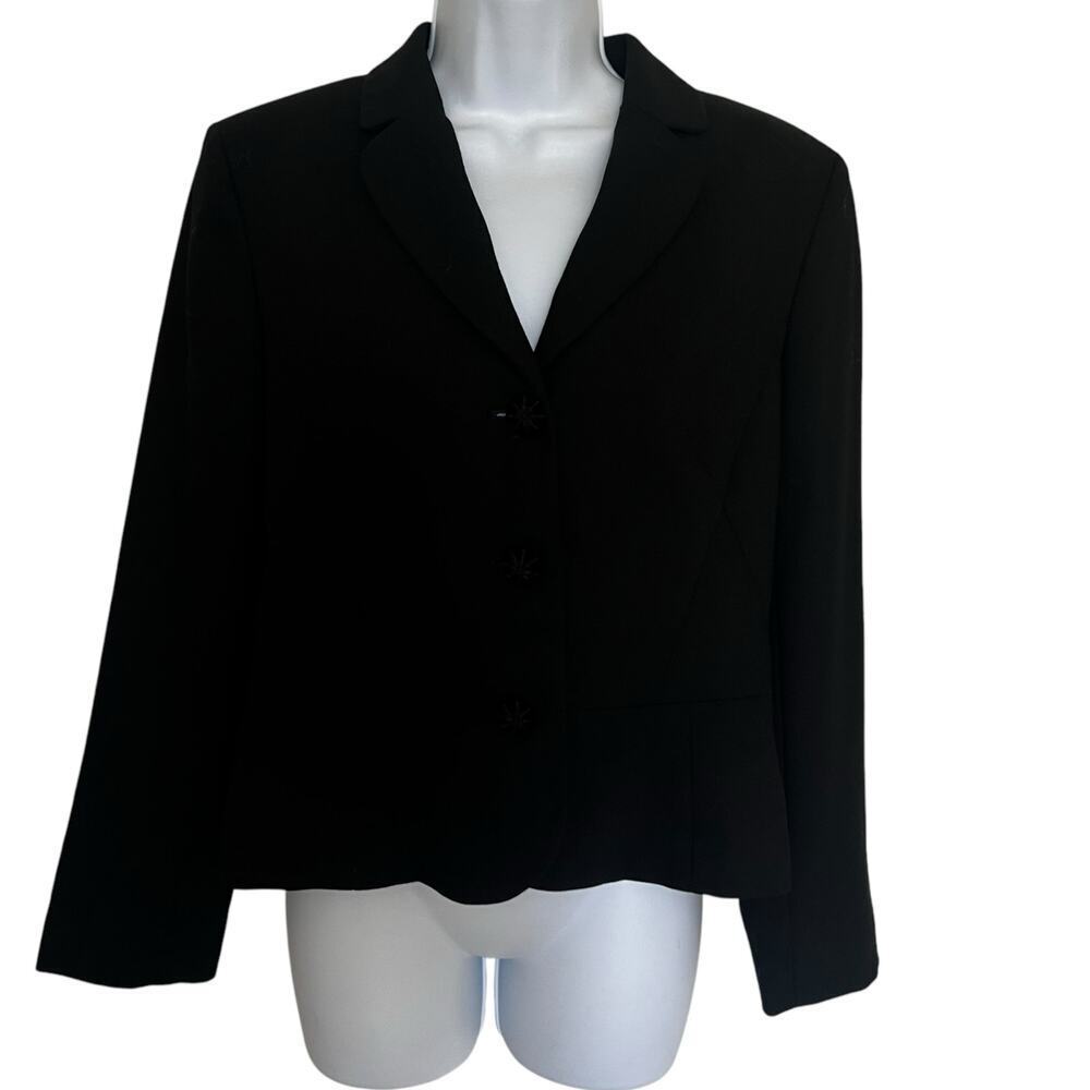 Loft Women's Y2K Cropped Peplum Blazer Velvet Buttons‎ Black Size 10 Petite